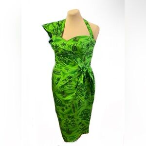 Tropical Green Halter Dress
